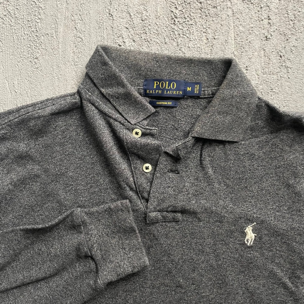 Polo Ralph Lauren Custom Fit Long Sleeve Polo Shirt Mens Medium Grey